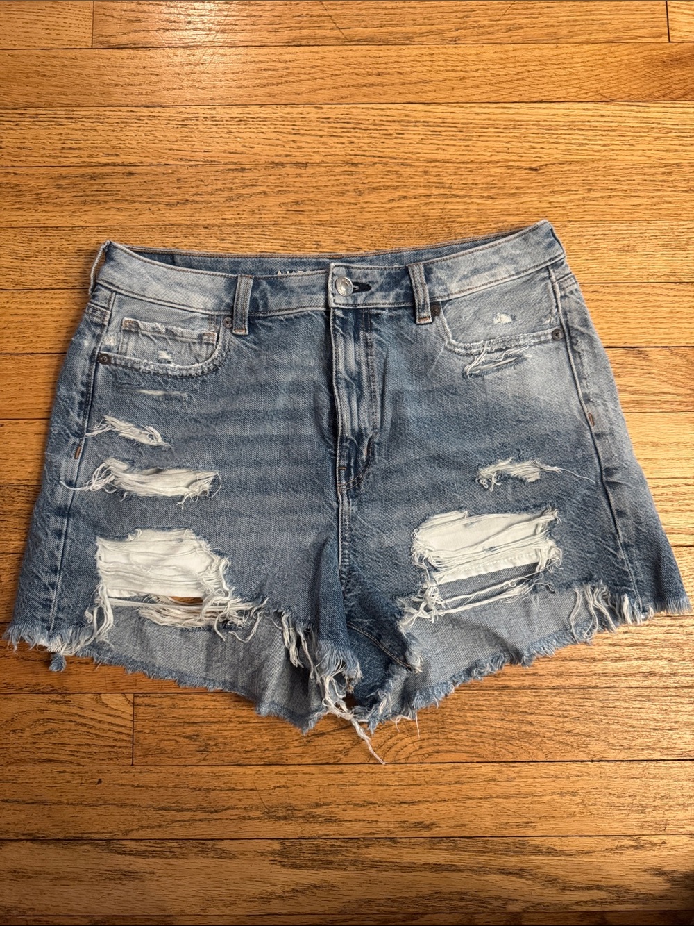 American Eagle Outfitters Distressed Light Blue Denim Cutoff Shorts